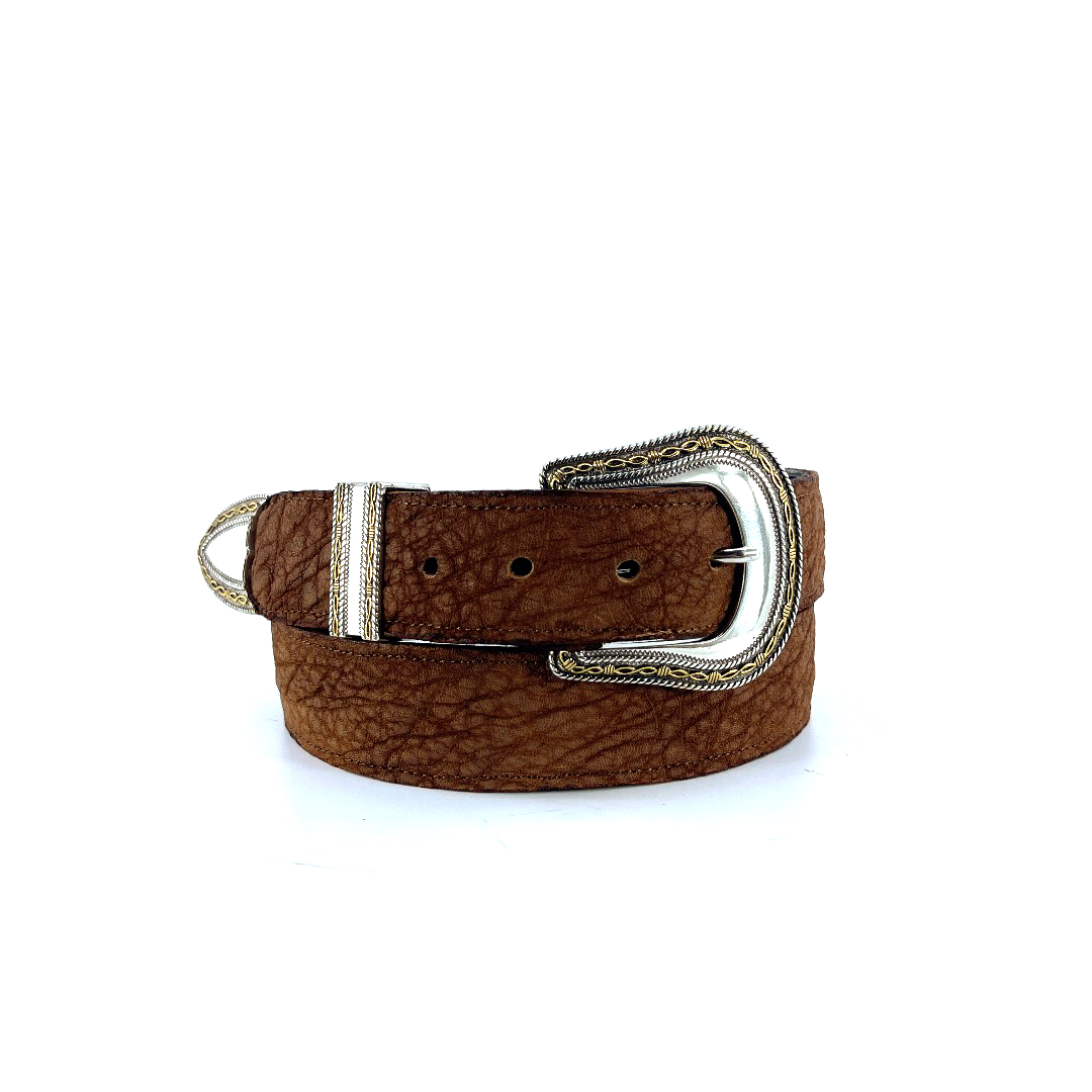 Men's Rust Safari Elephant Western Belt - Mandujano Custom Western